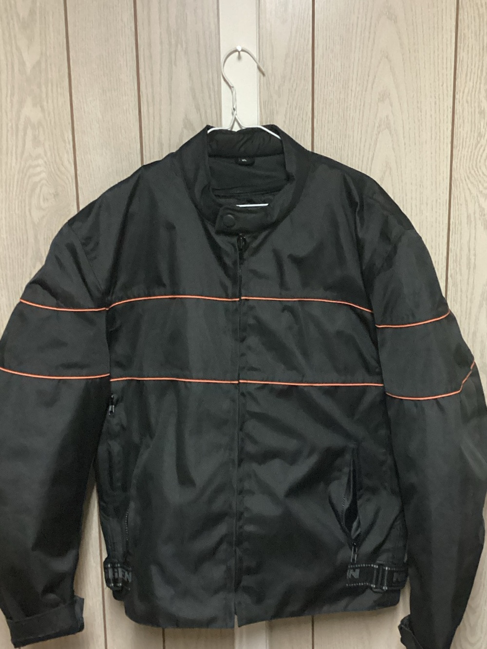Men's Black Bomber Jacket with Orange Piping